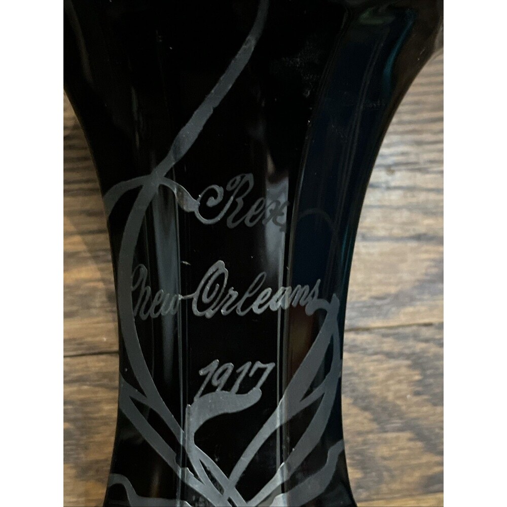 Antique Rex Mardi Gras 1917 Vase Black Amethyst New Orleans Silver Overlay 6in